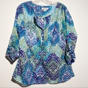 𝅺LIZ Claiborne Teal Green Lightweight Blouse